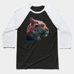 Tiger Face in Space with unique Design Baseball T-Shirt